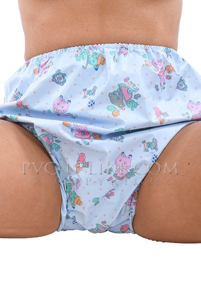 Light blue plastic pants with print (PA01/BLM3)