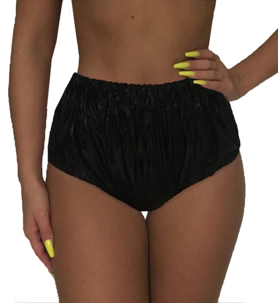 Black PVC pants with welded seams