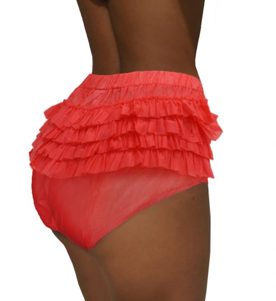 PVC frill pants red